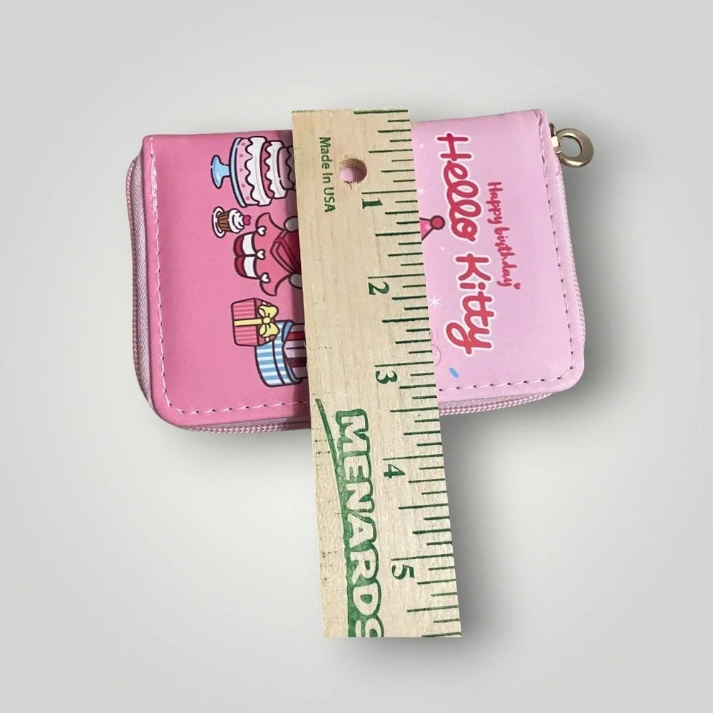 Sanrio Hello Kitty Wallet Kids Pink Happy Birthday Zip Coin‎ Purse Anime Kawaii